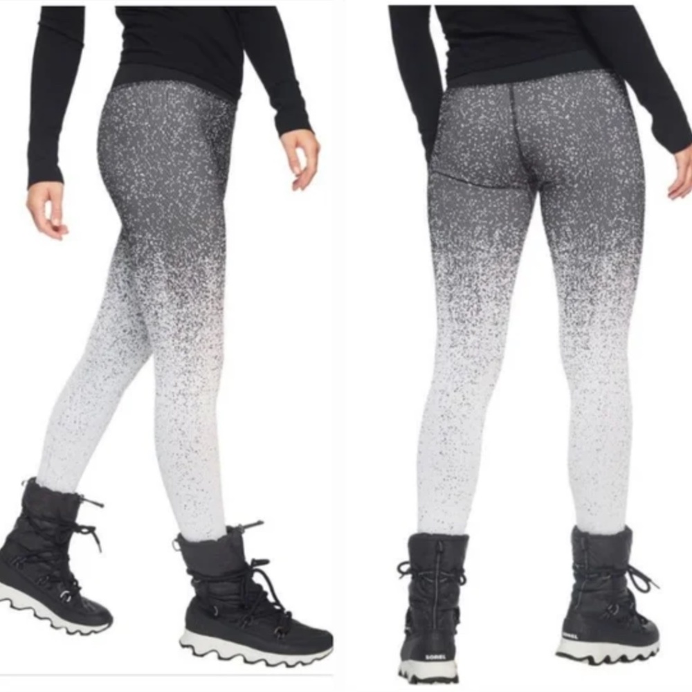 Athleta Flurry Base Layer Legging - Size Small - Black, Grey White Ombre Fade